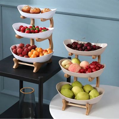 Three Layer Table Plates Dinnerware Wooden Kitchen Fruit Bow