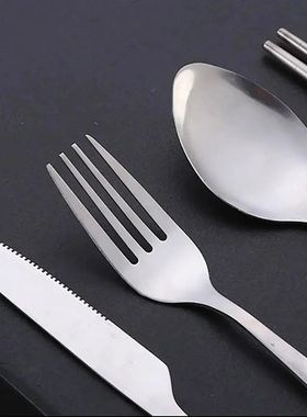 Stainless Steel Chopsticks Spoon Fork Steak Knife with Stora