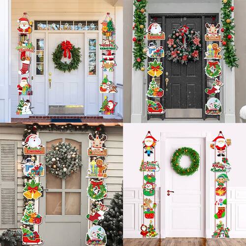 Christmas Door Hanging Banner Santa Claus Snowman Couplet Ch