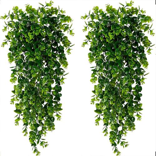 2PCS Artificial Hanging Plants Faux Eucalyptus Leaf Greenery