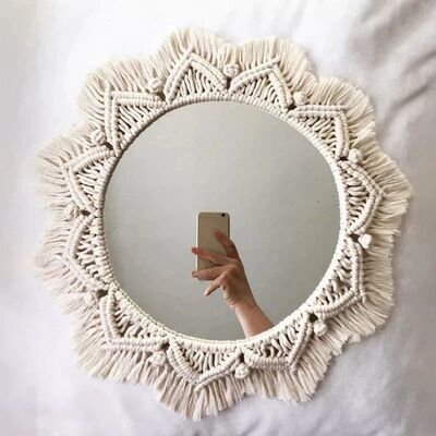 Boho Macrame Round Mirror Decorative Mirrors Aesthetic Room