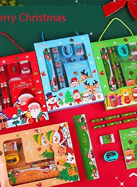 1pc Christmas Stationery Set Kids Cartoon Pencils Eraser Rul