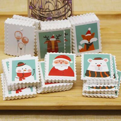 100pc Newest Lovely animals gifts label tag Merry christmas