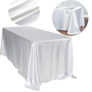 Wedding Table Cloth Rectangle for Tablecloth White Chr Satin