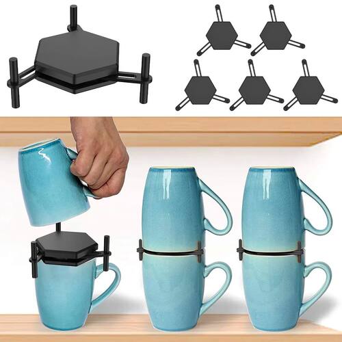 6Pcs Coffee Mug Holder Drinkware Stacker Organizer Stackable