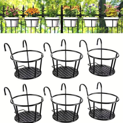 3pcs Iron Art Metal Railing Flower Pot Hanging Basket For In
