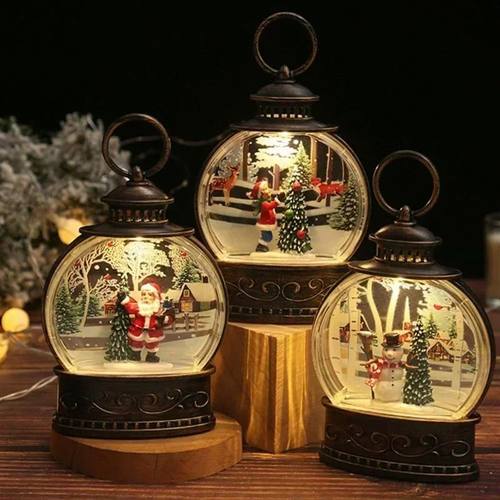 Lighted Christmas Snow Globe Lantern Battery Operated LED Ni