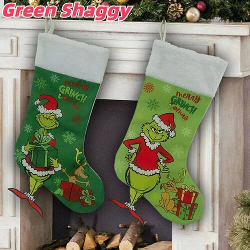 Green Shaggy Figure Set Christmas Decorations Christmas Stoc