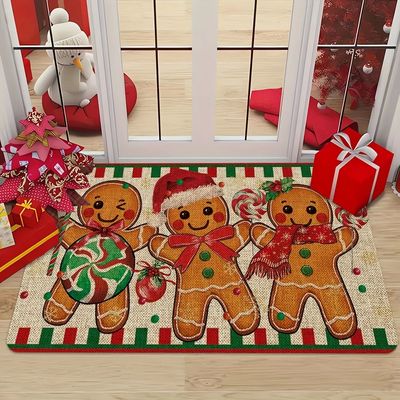 Christmas Carpet Gingerbread Man Doormat Soft Welcome Carpet