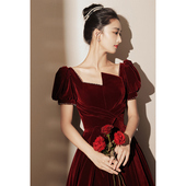 敬酒服新娘2025新款 冬季 丝绒结婚礼服简单大气平时可穿订婚连衣裙