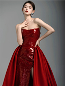 敬酒服新娘高端订婚礼服轻奢小众宴会气质连衣裙一字肩两穿回门服