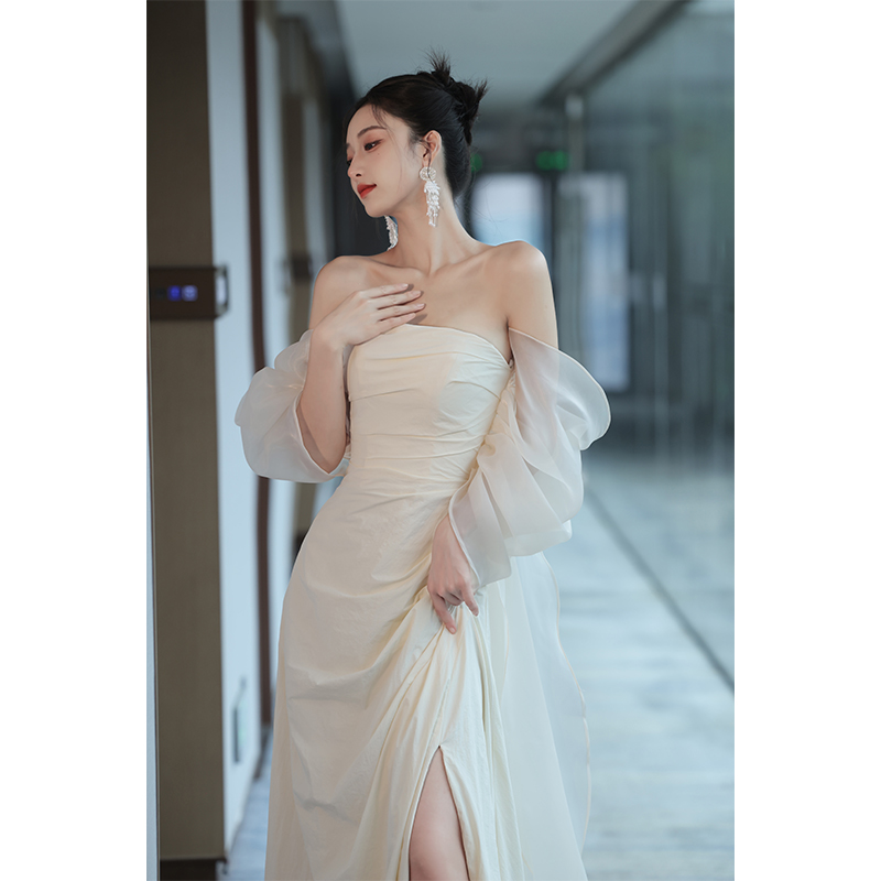 晚礼服裙高端轻奢小众法式轻婚纱