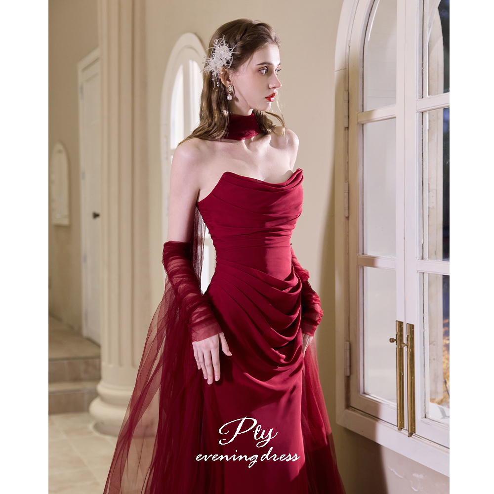 敬酒服新娘绝美红色订婚礼服拖尾高端大气晨袍轻奢小众宴会名媛