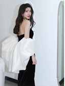 高端晚礼服2025新款 轻奢小众鱼尾黑色气质主持人名媛高级感演出服