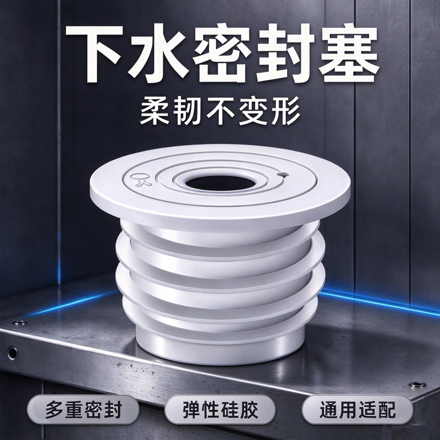 下水道防臭密封塞硅胶密封圈厨房洗手盆管道堵口器排水管封口水塞