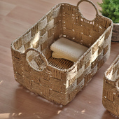 纸绳编织收纳筐家居藤编收纳篮茶几置物储物篮桌面杂物整理篮筐