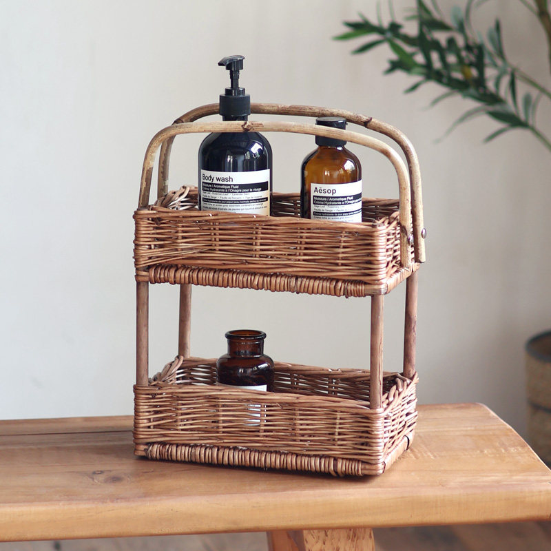 手工编织双层柳编收纳篮手提藤编收纳筐家居客厅厨房装饰置物架,收纳整理,吧唧收纳盒/架,淘宝优惠券,粉丝福利购,淘宝优惠卷
