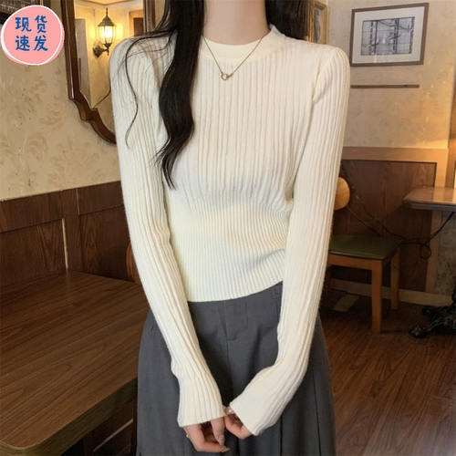 别致修身圆领打底衫女秋
