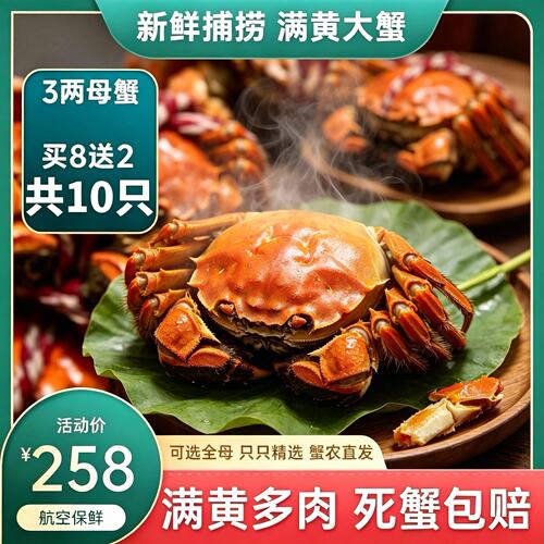 红膏大闸蟹鲜活足斤足两