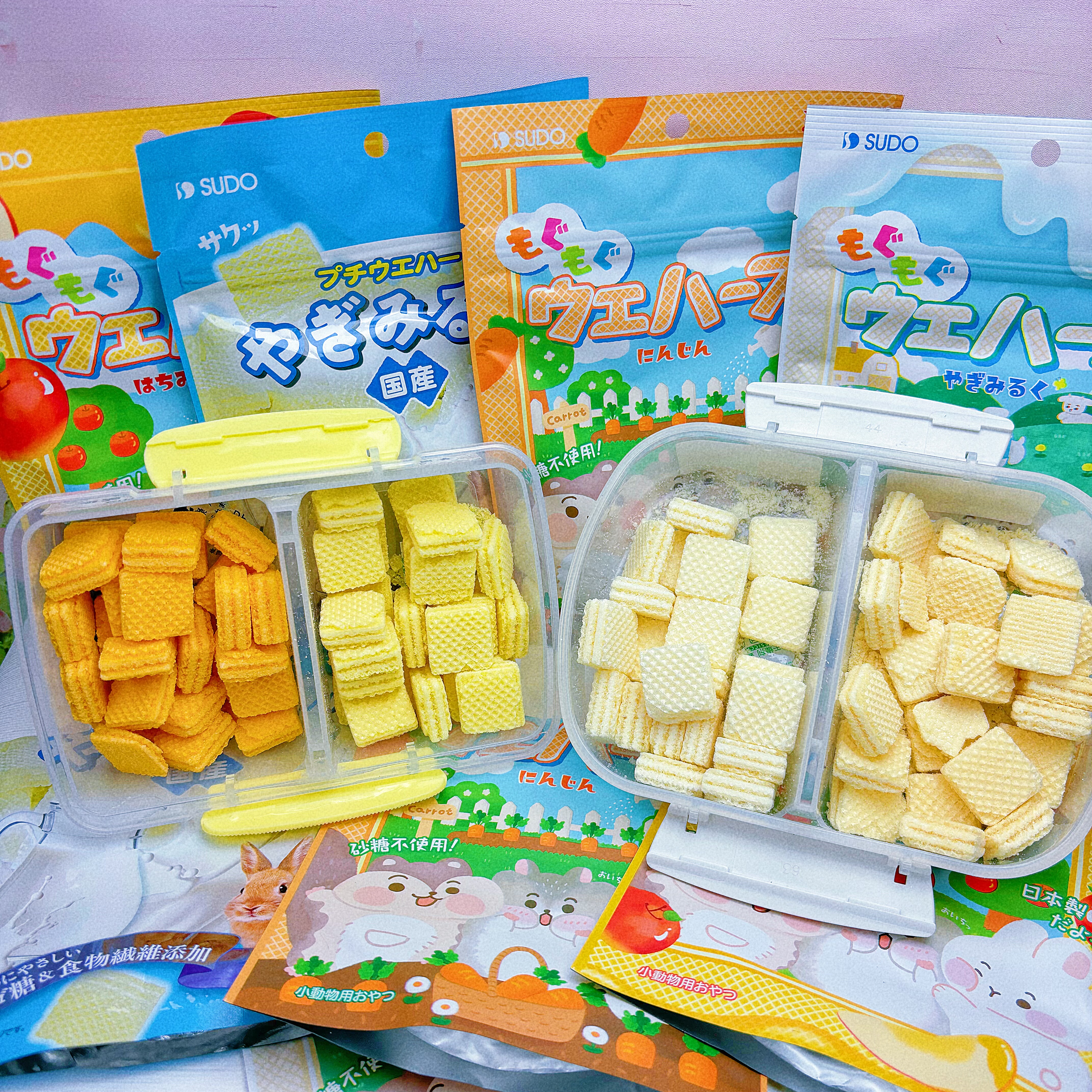 日本Sudo新品威化饼干羊奶牛奶苹果胡萝卜兔兔仓鼠金丝熊侏儒零食