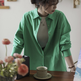 套装 短裤 休闲衬衣松紧腰阔腿两件套 衬衫 宽松廓形纯棉小众显白长袖