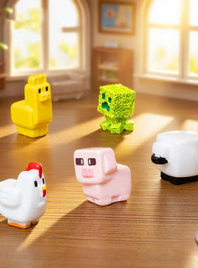 微景观创意Q版我的世界羊驼小鸡动物公仔DIY装饰品迷你树脂小摆件