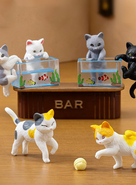 微景观简约可爱写实玩耍小猫公仔 娃娃屋diy装饰品迷你桌面小摆件