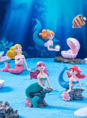 微景观创意礁石美人鱼鱼缸水族造景 DIY装饰品PVC微缩场景小摆件