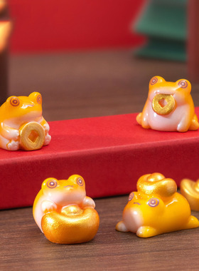 微景观简约创意招财小金蟾萌粒公仔 DIY装饰品迷你新年桌面小摆件