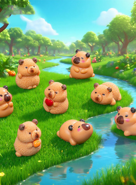 微景观简约创意可爱卡皮巴拉水豚 DIY装饰品迷你车载桌面小摆件