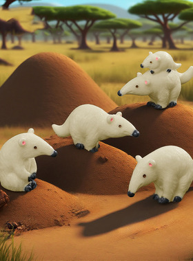 跨境新品微景观创意食蚁兽公仔生态瓶 DIY装饰品迷你桌面树脂摆件