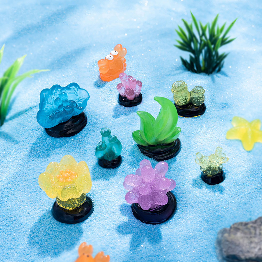 跨境新品微景观简约夜光小珊瑚鱼缸海洋造景DIY饰品迷你树脂摆件