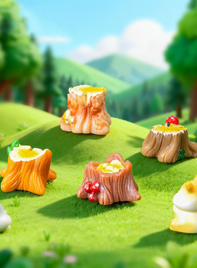 微景观简约创意写实树墩树桩园艺造景 DIY装饰品迷你桌面树脂摆件