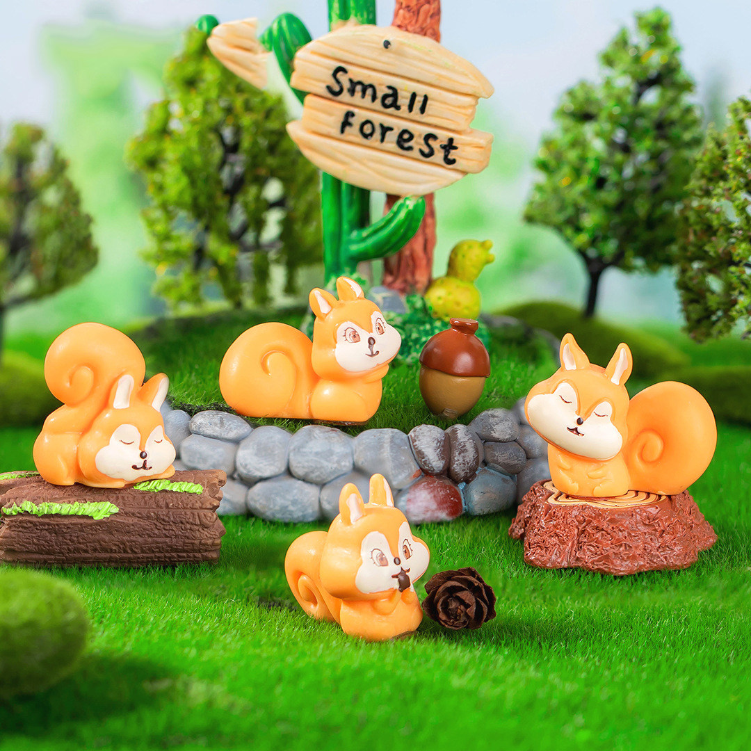 微景观简约树脂工艺品可爱小松鼠动物公仔diy园艺造景装饰品摆件