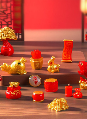 微景观创意新年中式锦鲤福袋招财 DIY装饰品迷你桌面树脂小摆件