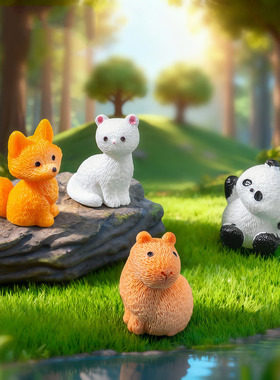 微景观创意可爱豚熊猫动物园艺造景 DIY装饰品迷你桌面树脂小摆件