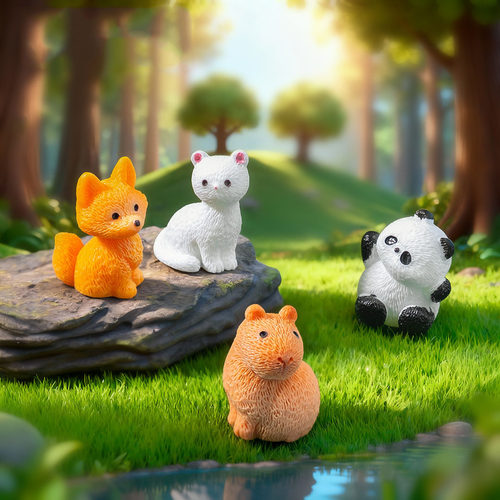 微景观创意可爱豚熊猫动物园艺造景 DIY装饰品迷你桌面树脂小摆件