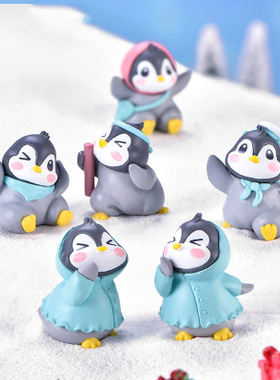 卡通动物趣味企鹅雪景塑料工艺品