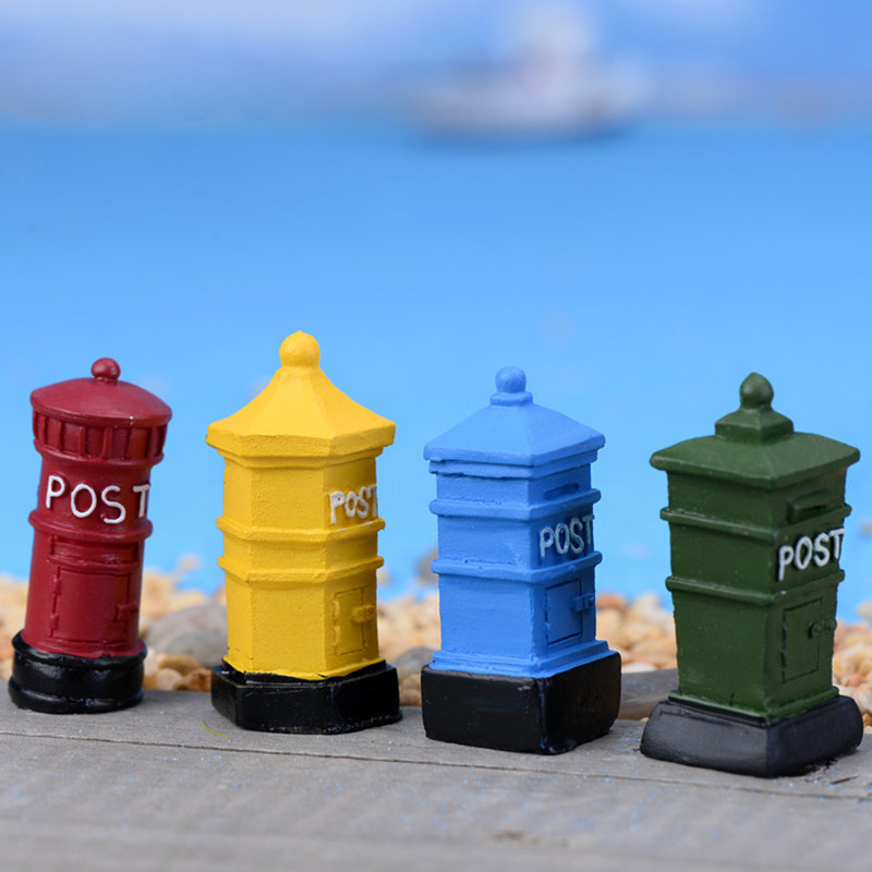 日常杂货微景观卡通树脂小摆件怀旧邮筒小邮箱欧洲复古工艺装饰品