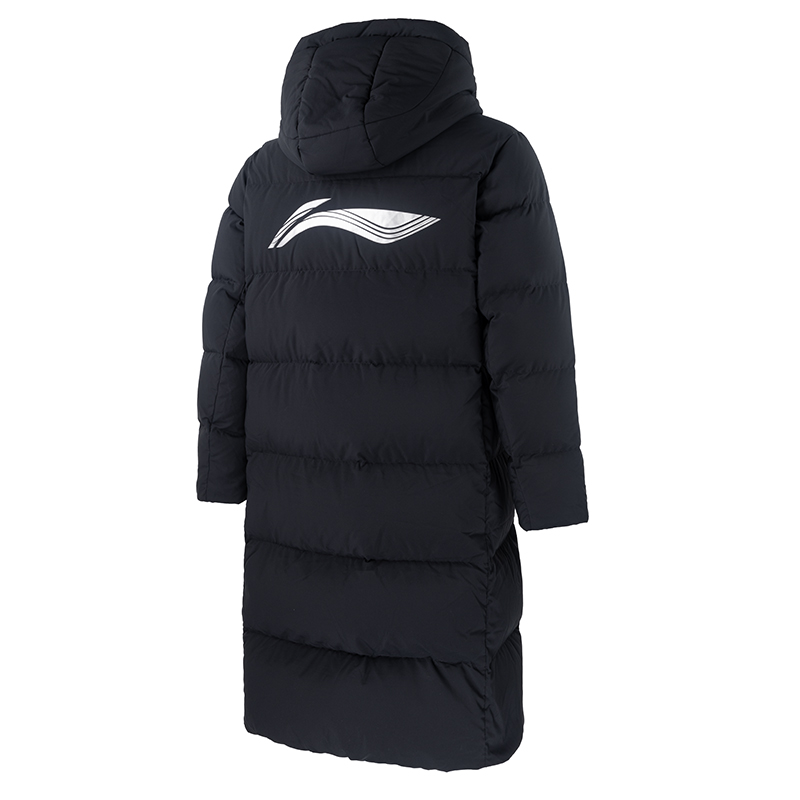 李宁保暖连帽长款男子羽绒服