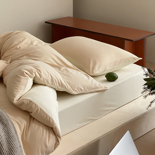 简约系洁净超柔全棉针织四件套轻奢家用纯棉床上用品双拼新款套装