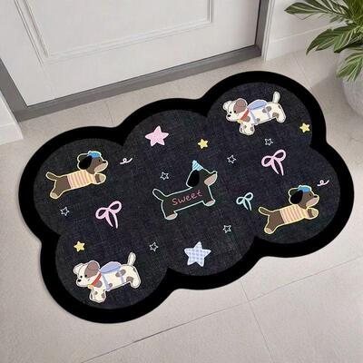 卡通小狗硅藻泥浴室地垫卫生间吸水防滑脚垫厕所门口耐脏垫子