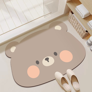 软硅藻泥浴室吸水地垫可爱卡通卫生间门口防滑脚垫家用入户门垫子