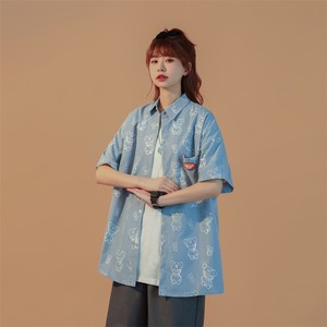 1404-2-C28-P53新款时尚精致潮流宽松短袖衬衫男女同款情侣款图片
