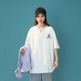 夏新款宽松设计感小众短袖薄14-2-T066-P五分体恤，女装T恤，星座1404-3