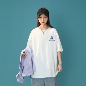 夏新款宽松设计感小众短袖薄14-2-T066-P五分体恤图片