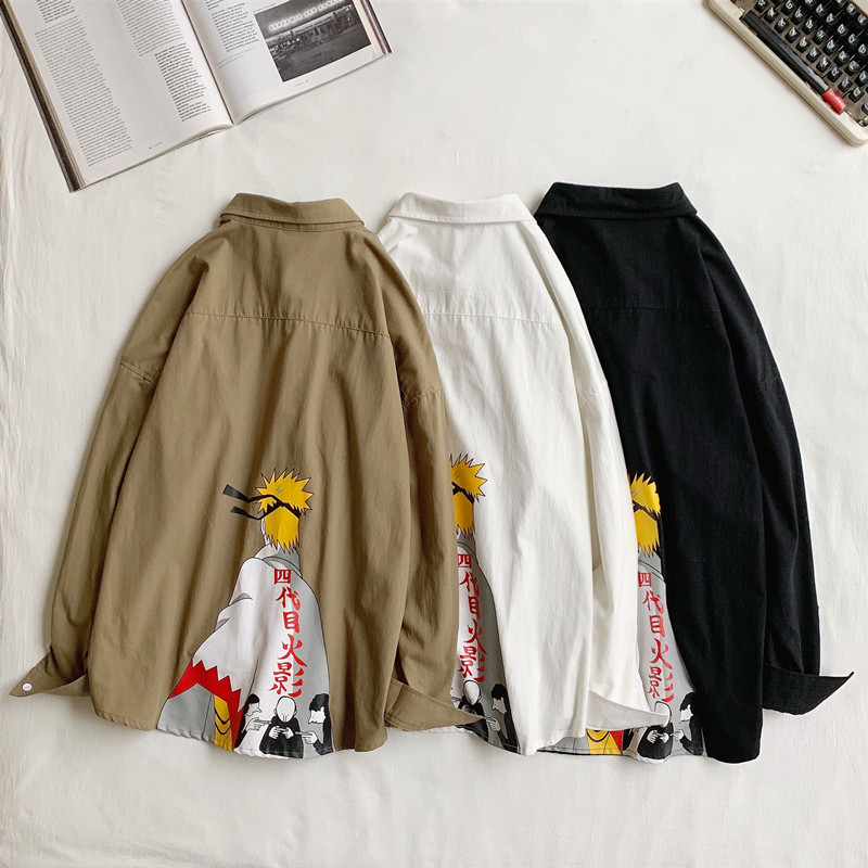 男新品19年纯棉火影陆飞衬衫长袖714-2-C17k图片