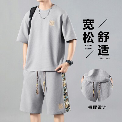 1404-1-0511TD-p49 2026夏季新款设计感刺绣国风运动男士套装