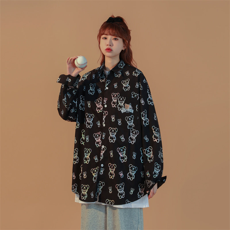 1404-3-c38-P60新时尚青少年潮流港风衬衫男女同款情侣款,男装衬衫,星座1404-3