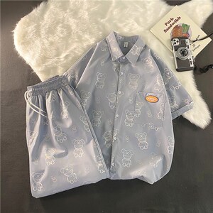 夏男女1404-1-dk07-C28-p75宽松阔腿裤薄款短裤中裤套装图片